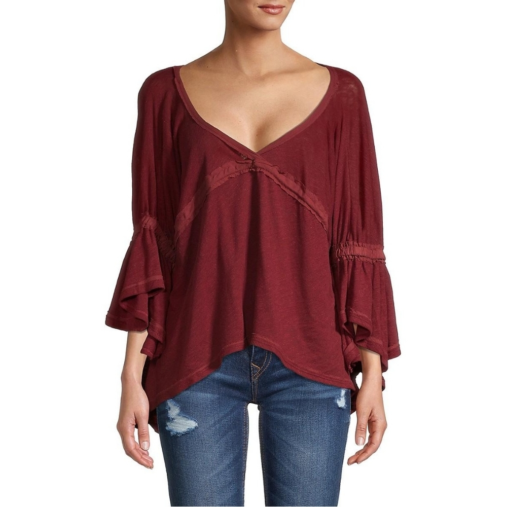 Free People Sand Storm Flounce Top NWT